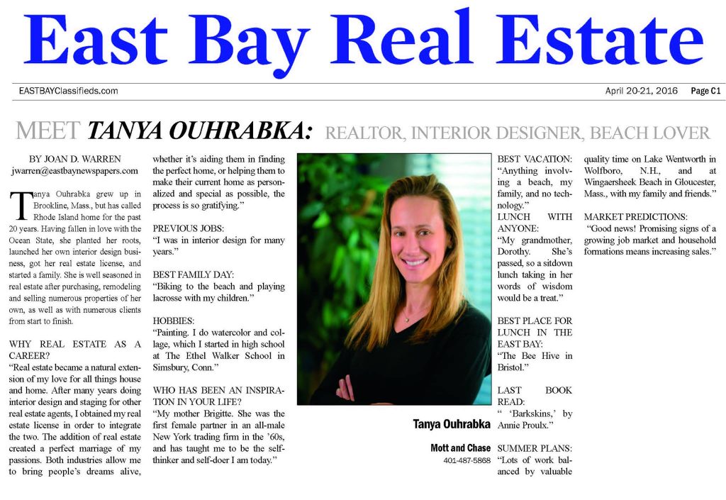 Tanya Ouhrabka Featured Realtor of the Week Mott & Chace Sotheby's